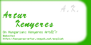 artur kenyeres business card